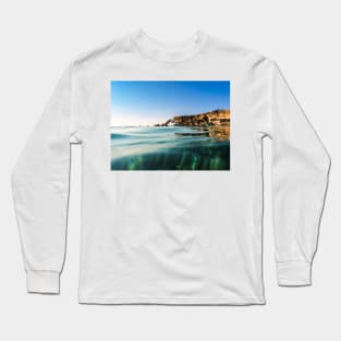 Boat Floats On Crystal Clear Water Long Sleeve T-Shirt